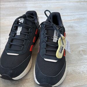 Adidas Black MeshCloudfoam Men’s Athletic Sneakers with Red /Orange/Accents